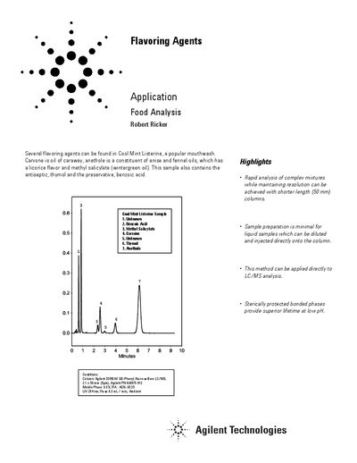 Agilent ZORBAX SB-Phenyl Narrow-Bore LC/MS Application Note - cover page