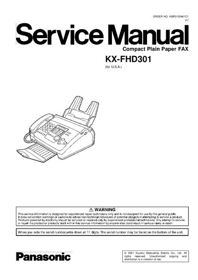 Panasonic KX-FHD301 Service Manual - cover page