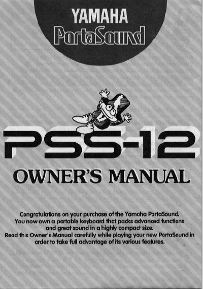 Yamaha PSS-12 PortaSound Owner's Manual