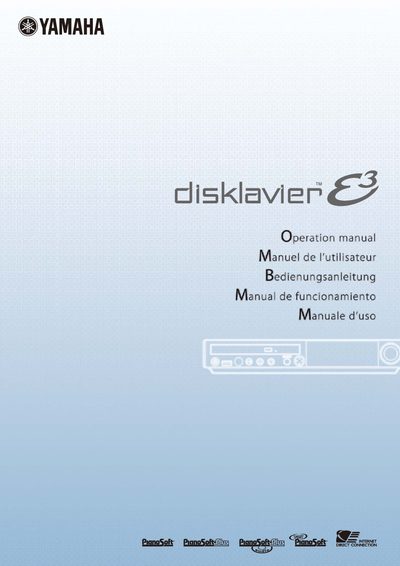 Yamaha E3 Disklavier Operation Manual - cover page