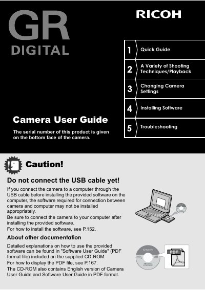 Ricoh GR DIGITAL Camera User Guide - cover page