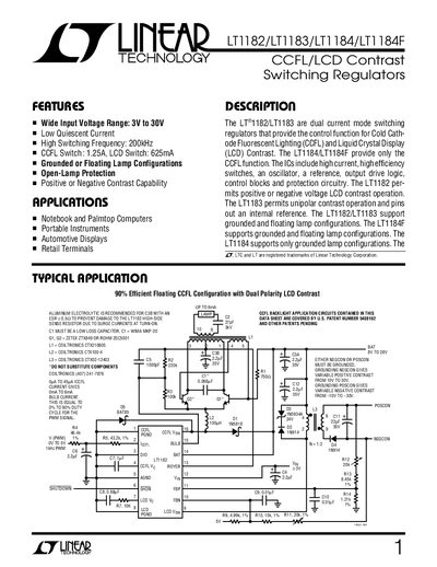 Linear Technology LT1182/LT1183/LT1184/LT1184F Datasheet - cover page