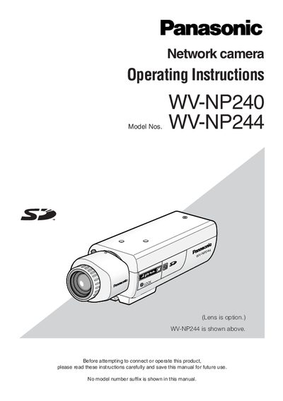 Panasonic WV-NP240/WV-NP244 Network Camera User Manual