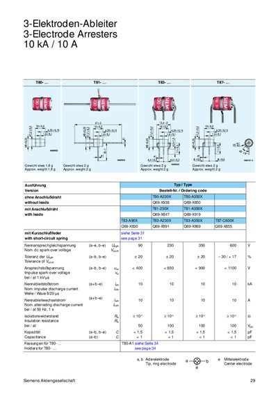 3-Elektroden-Ableiter 3-Electrode Arresters 10 kA 10 A - cover page