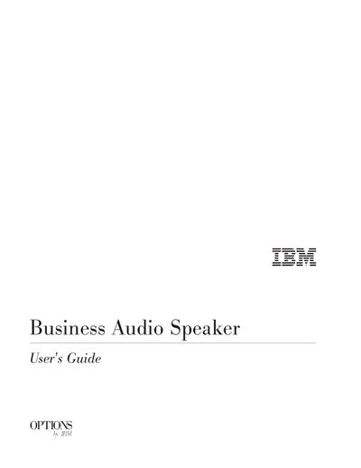 IBM Business Audio Speaker User Guide - cover page