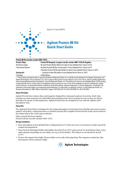 Agilent Protein 80 Kit Quick Start Guide - cover page