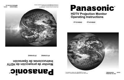 Panasonic PT-51HX42/PT-61HX42 HDTV Projection Monitor Operating Instructions - cover page
