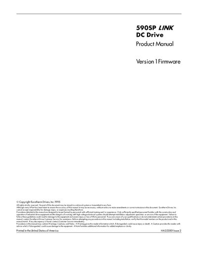 Eurotherm Drives 590SP LINK DC Drive Service Manual - cover page