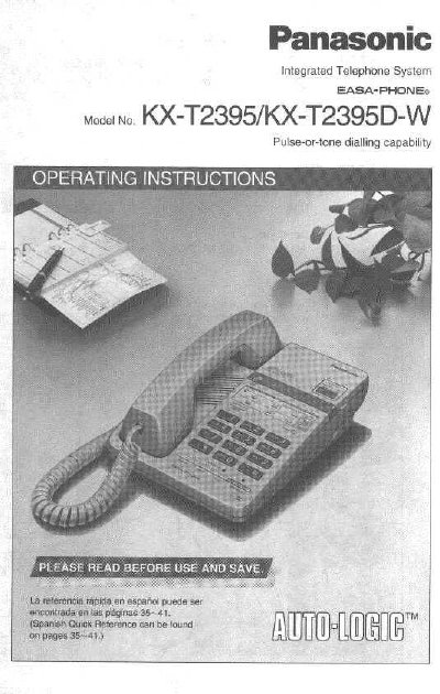 Panasonic KX-T2395/KX-T2695D-W Integrated Telephone System User Manual - cover page
