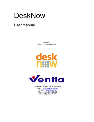 Ventia DeskNow User Manual - cover page