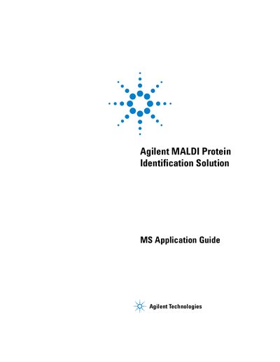 Agilent MALDI Protein Identification Solution Application Guide - cover page