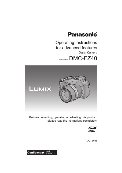 Panasonic DMCFZ40-ADV camera Manual