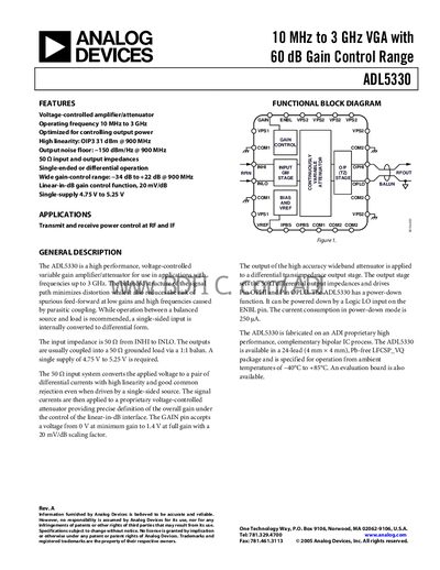 Analog Devices ADL5330 Datasheet - cover page