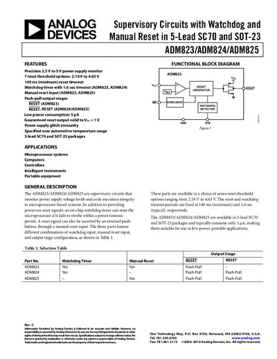 Analog Devices ADM823/ADM824/ADM825 Product Handbook - cover page