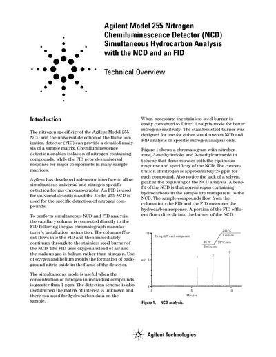 Agilent Model 255 Nitrogen Chemiluminescence Detector Product Leaflet - cover page