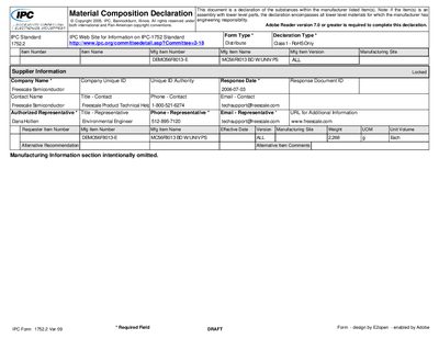 Freescale Semiconductor DEMOS56F8013-E Material Composition Declaration - cover page