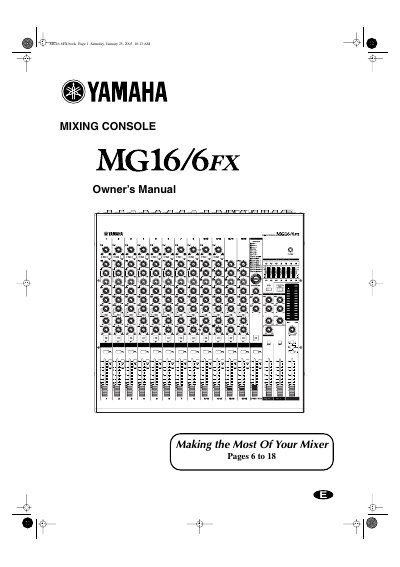 Yamaha MG16/6FX Mixing Console Owner's Manual