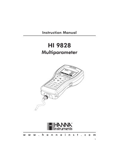 Hanna Instruments HI 9828 Multiparameter Instruction Manual