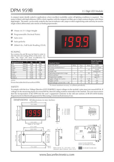 Lascar DPM 959B 3½‑Digit LED Module User Manual - cover page
