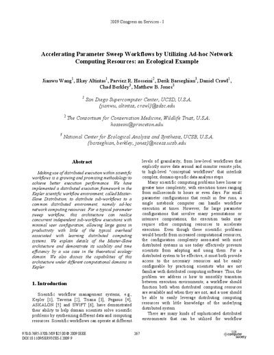 Accelerating Parameter Sweep Workflows by Utilizing Ad-hoc Network Computing Resources: an Ecological Example Manual - cover page