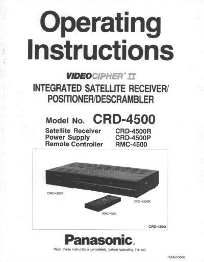 Panasonic CRD-4500 Integrated Satellite Receiver Operating Instructions - cover page