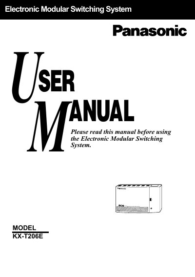 Panasonic KX-T206E Electronic Modular Switching System User Manual
