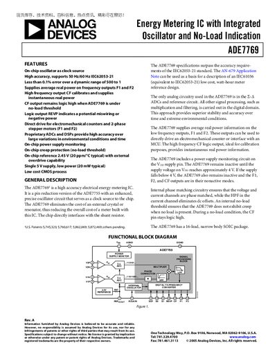 Analog Devices ADE7769 Energy Metering IC Handbook - cover page
