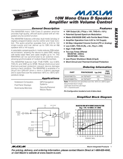 Maxim MAX9768 Datasheet - cover page