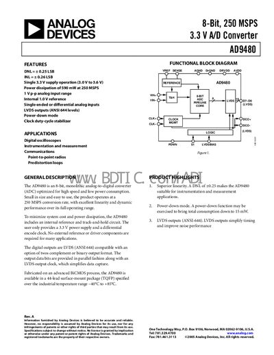 Analog Devices AD9480 Datasheet - cover page
