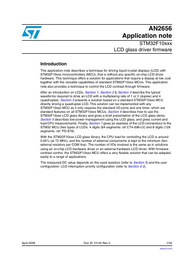 ST AN2656 Application Note - cover page