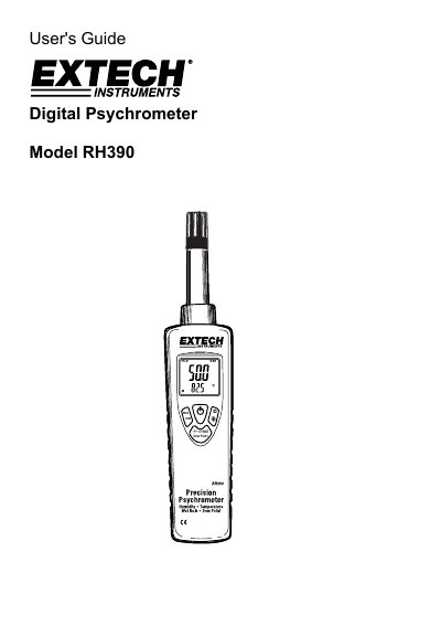 Extech RH390 Digital Psychrometer User's Guide - cover page
