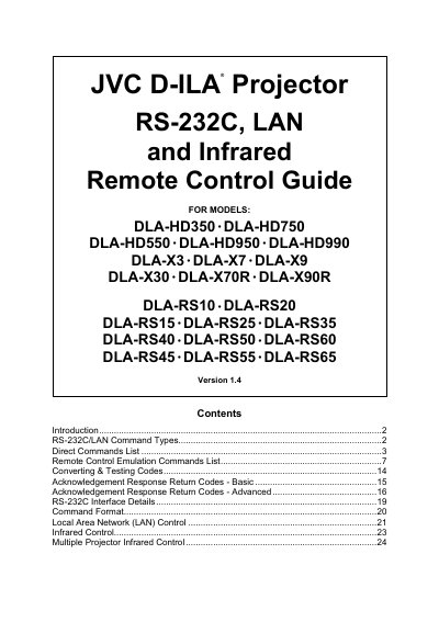 JVC D-ILA Projector RS-232C Manual - cover page
