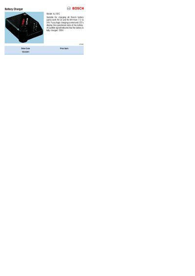 BOSCH Order Code Price Each 135-8241 - cover page
