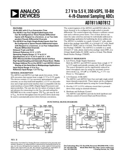 Analog Devices AD7811/AD7812 Datasheet - cover page