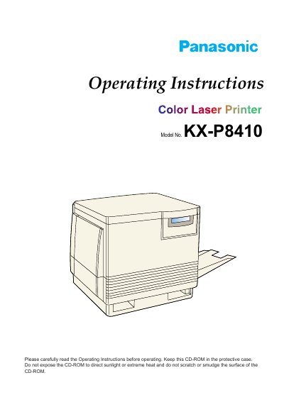 Panasonic KX-P8410 Color Laser Printer Operating Instructions