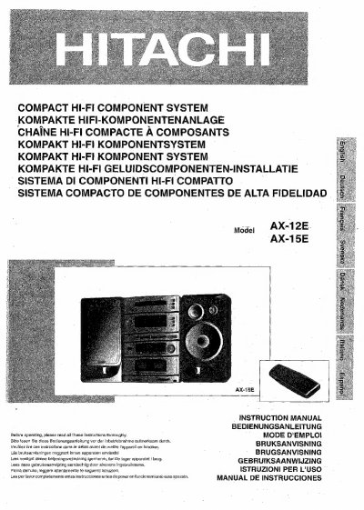 AX-12E- AX-15E instruction manual - cover page