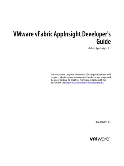 VMware vFabric AppInsight 1.1 Developer's Guide - cover page