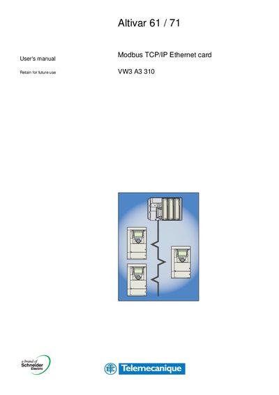 Schneider Electric Altivar 61/71 VW3 A3 310 Ethernet Card User Manual