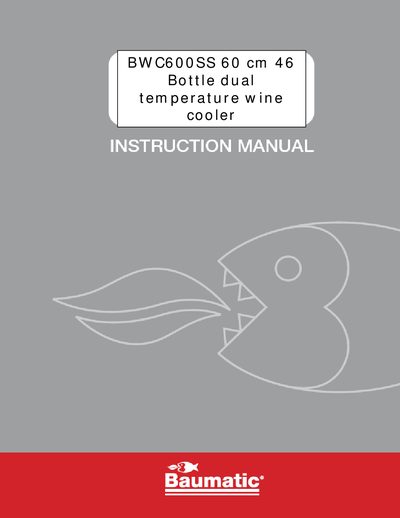 Baumatic BWC600SS Wine Cooler User Manual - cover page