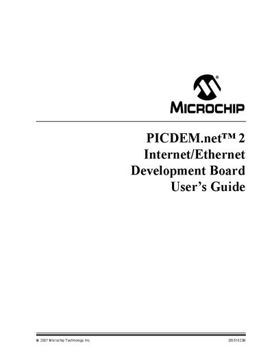 Microchip PICDEM.net 2 Development Board User Guide - cover page