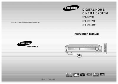 Samsung HT-DB750/HT-DB1750/HT-DB1850 Home Cinema System User Manual - cover page