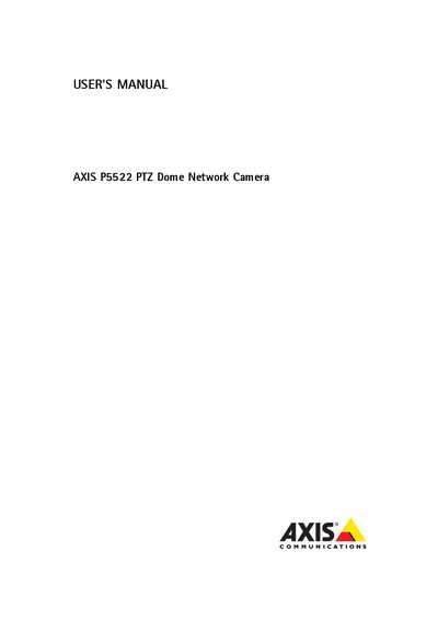 Axis P5522 PTZ Dome Network Camera User Manual - cover page