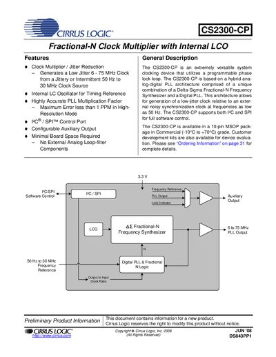 Cirrus Logic CS2300-CP Datasheet - cover page