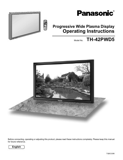 Panasonic TH-42PWD5 Plasma Display Operating Instructions - cover page