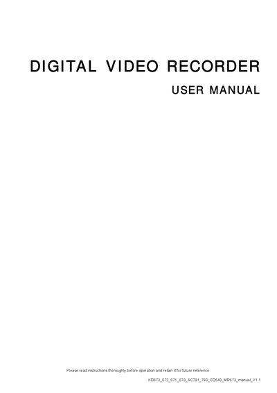 KD673 672 671 670 AC791 790 CD540 MR673 manual V11 - cover page