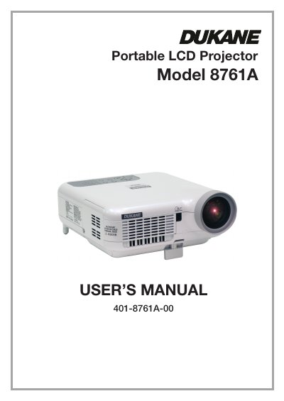 Dukane 8761A Portable LCD Projector User's Manual - cover page