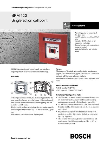 Bosch SKM 120 Single Action Call Point User Manual