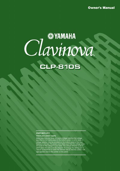 Yamaha CLP-810S Clavinova Owner's Manual - cover page