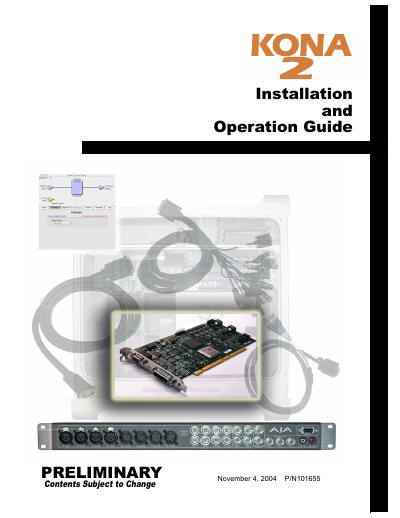 AJA KONA 2 Installation and Operation Guide