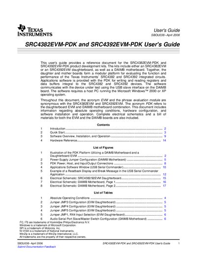 Texas Instruments SRC4382EVM-PDK & SRC4392EVM-PDK User's Guide - cover page